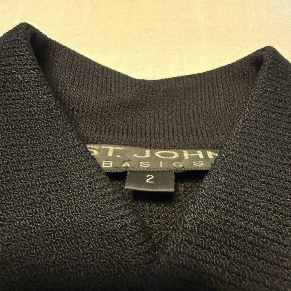 St. John Basics | Jacket Black Santana Knit Button Front Cardigan Top - Size 2 - Picture 5 of 6